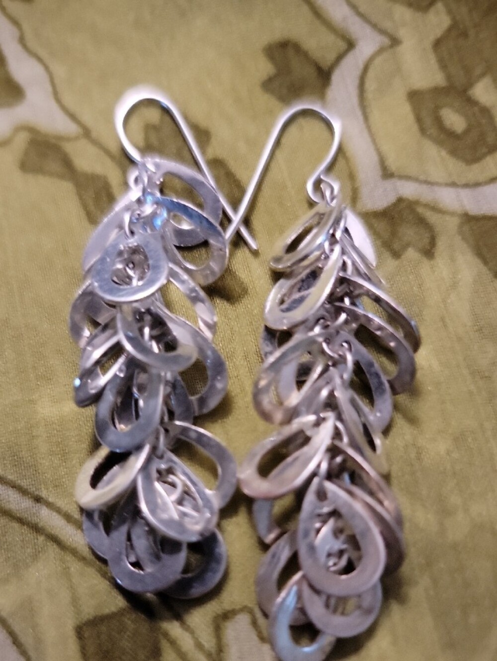 925 Sterling Silver Multiple Teardrop Cascading Dangle Earrings